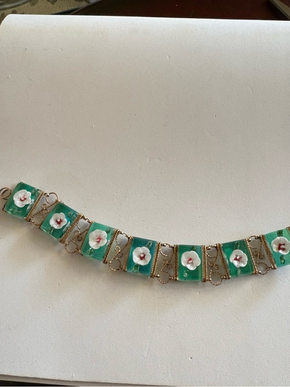 Vintage 1940’s Reversed Carved Lucite Panel Bracelet